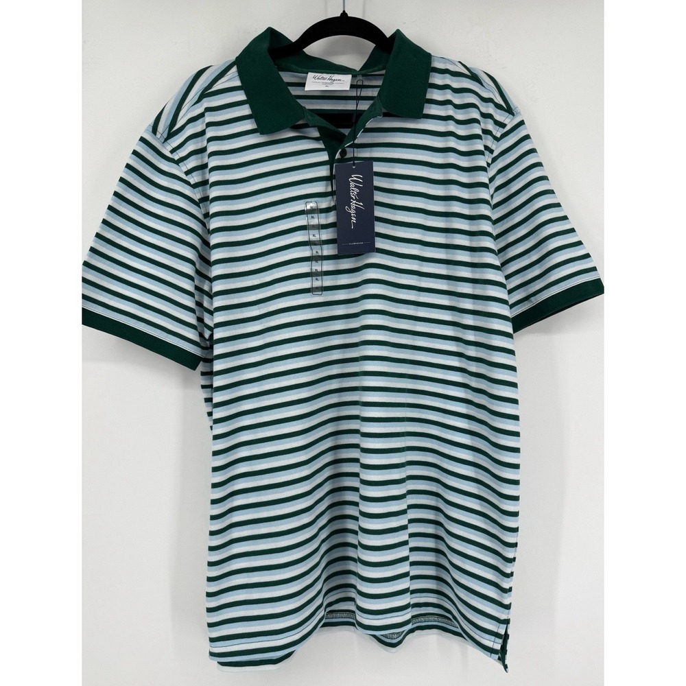 Walter Hagen Clubhouse Stripe Polo Shirt XL Green Blue White NWT